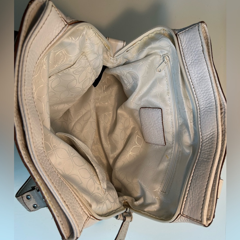 Fossil Pebble Grain White Leather Tote/Shoulder Bag - Picture 9 of 15